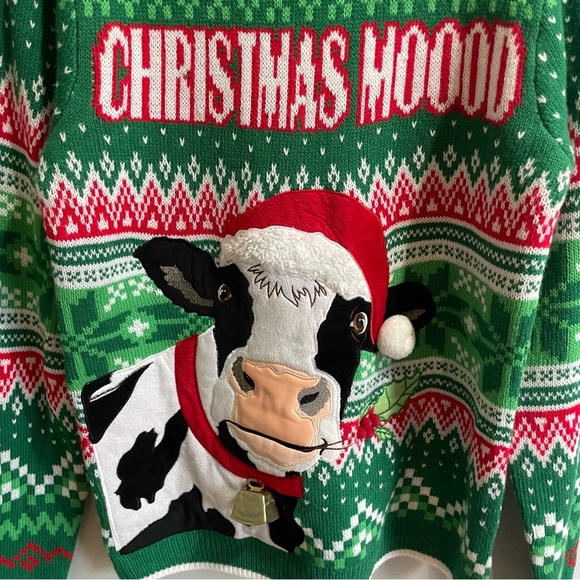 Christmas Moood Cow Sweater Working Bell Women’s Small Crazy Tacky Wacky Fun - Picture 2 of 8